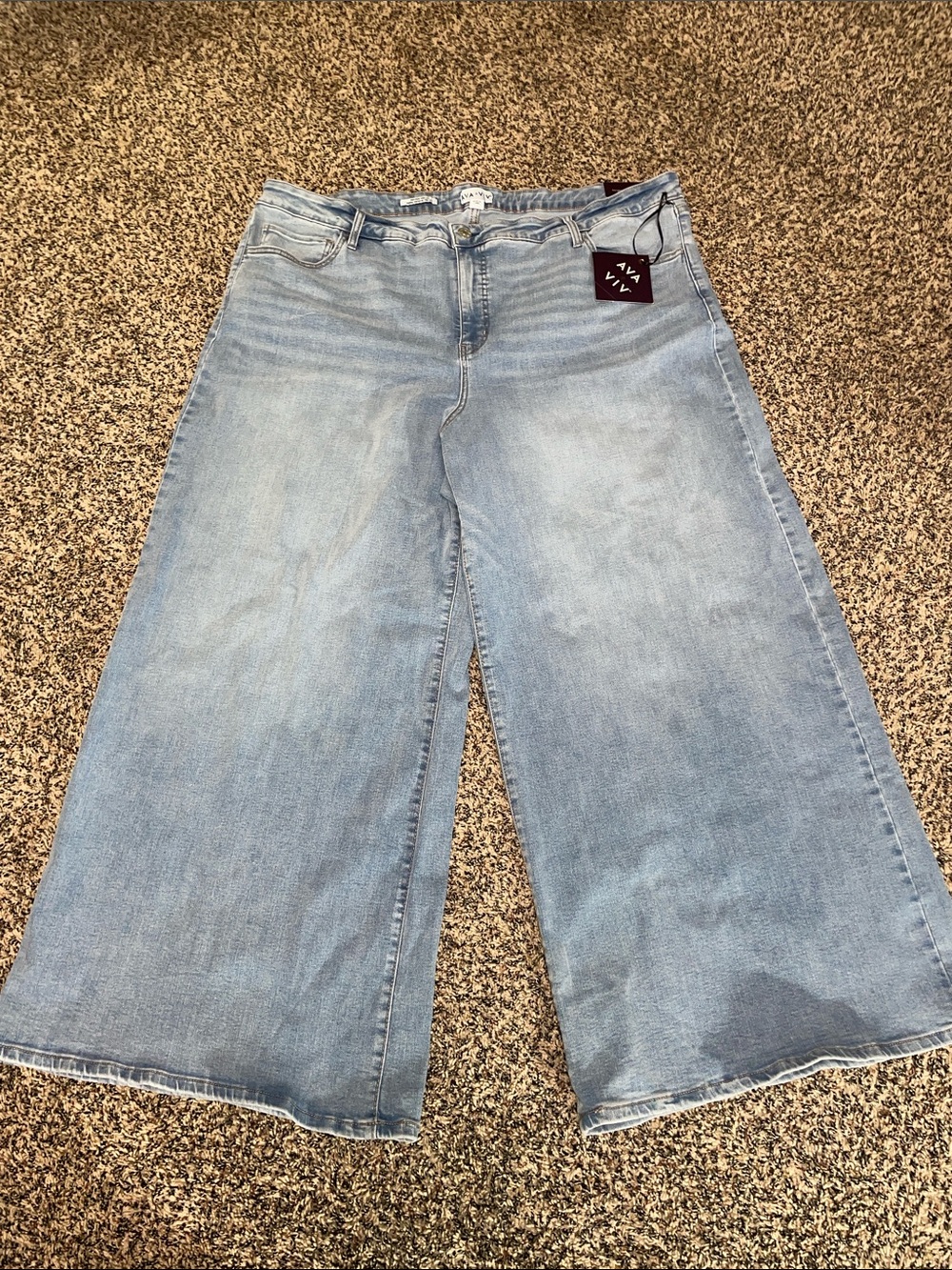 Ava & Viv Wide Leg High Rise Super Stretch Plus Size Blue Denim Jeans NEW